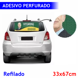 Adesivo Perfurado 33x67cm vinil 33x67cm 4x0  Refilado 