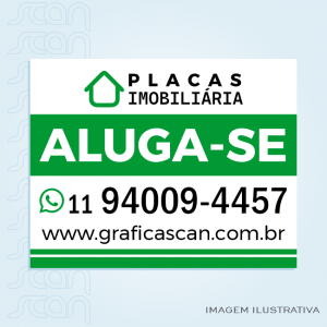 Placa Imobiliária (MDF Adesivado) MDF 3mm espessura 90x60 4x0 - Colorido frente Adesivo vinil + impressão digital Corte reto 